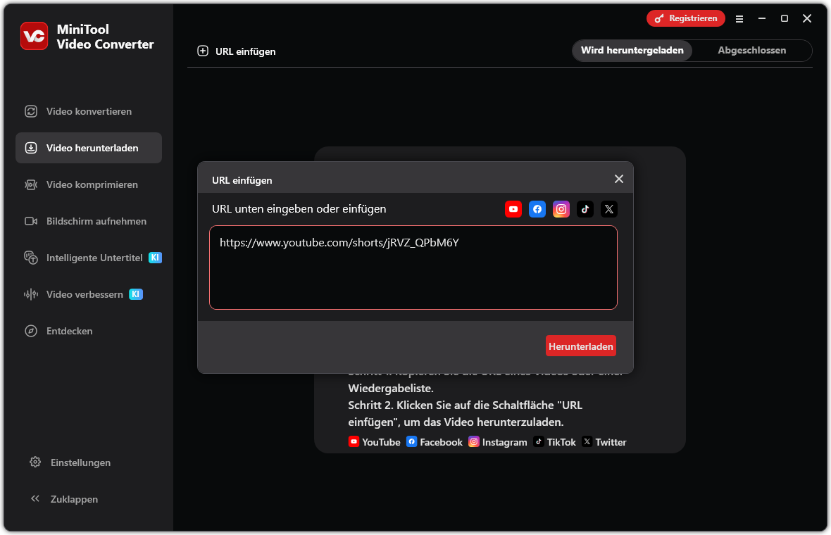 Video Download im MiniTool Video Converter