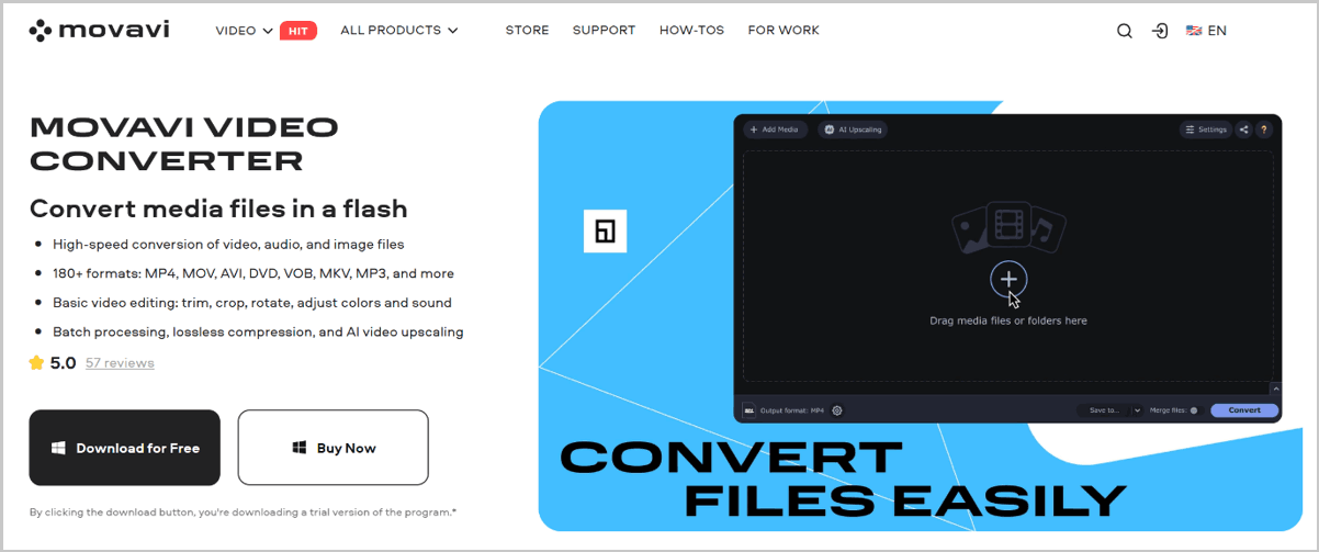 Movavi Video Converter downloading webpage.