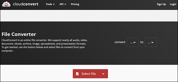 CloudConvert File Converter interface.