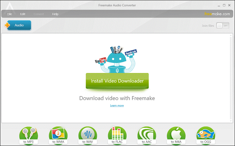 The interface of Freemake Audio Converter.