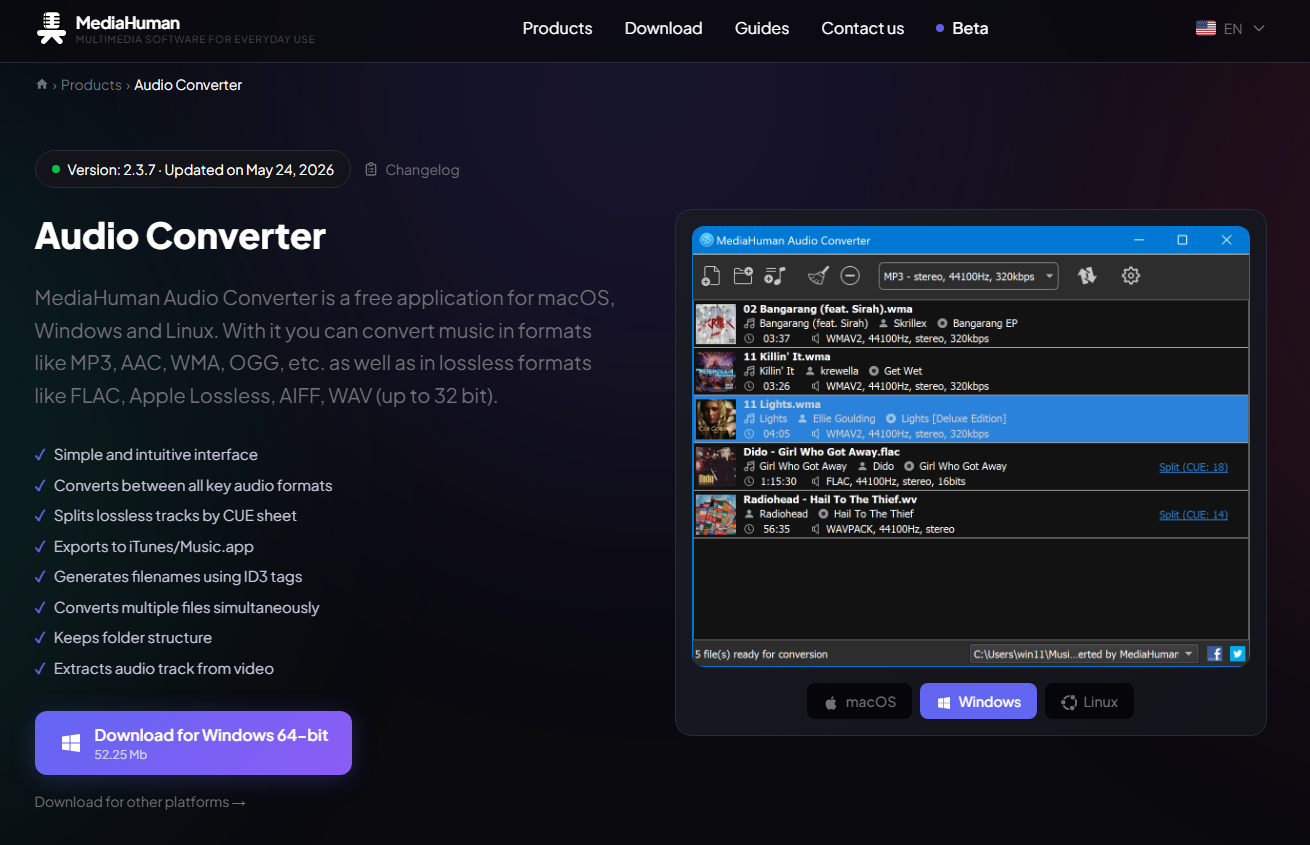MediaHuman Media Converter official website page.