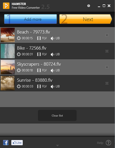 The interface of Hamster Free Video Converter.