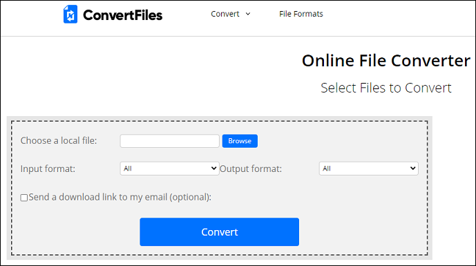 The interface of ConvertFiles.
