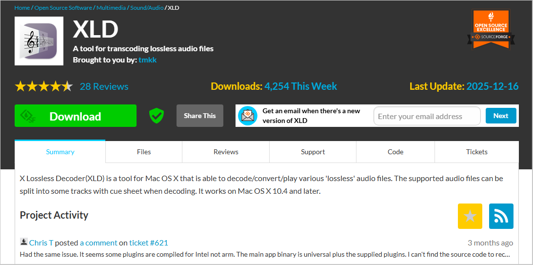 XLD downloading webpage.