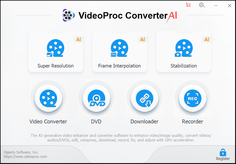 VideoProc Converter AI interface.