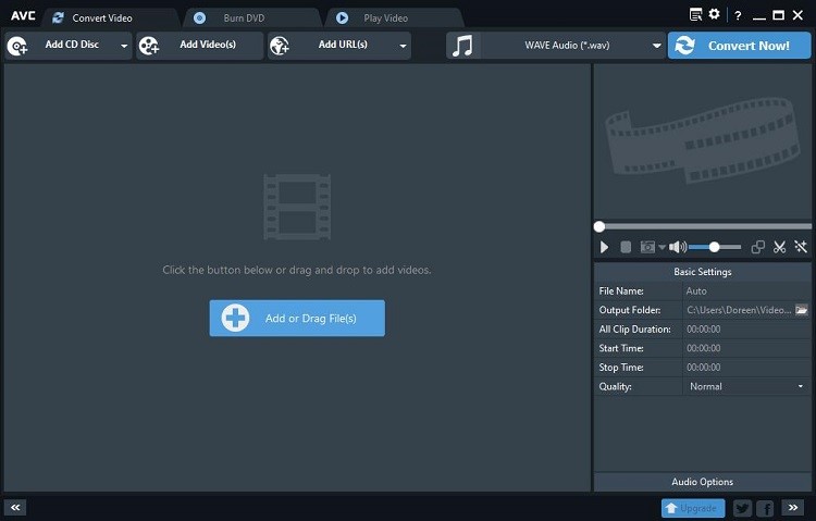 The interface of Any Video Converter.