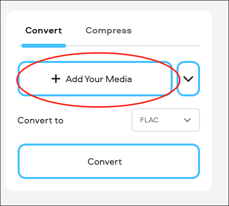 Movavi Online Video Converter interface with the + Add Your Media option selected.