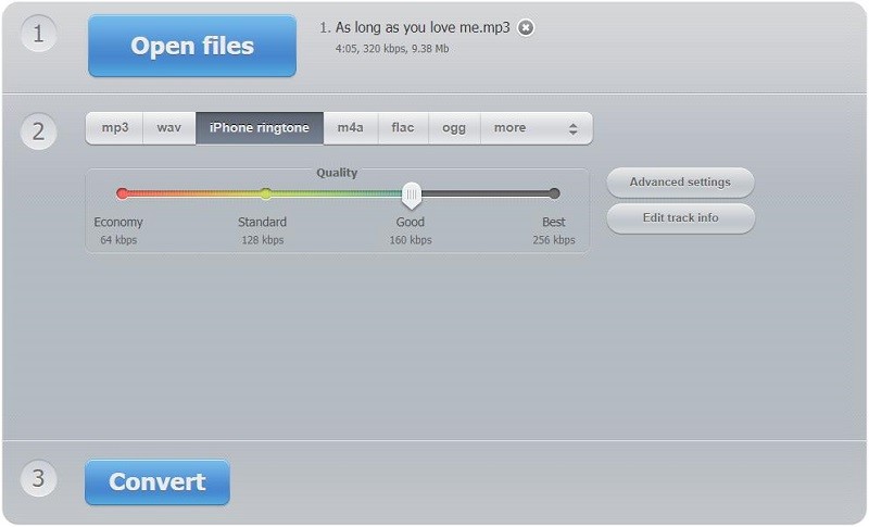 Online Audio Converter interface.