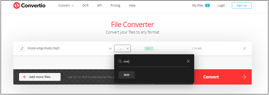 Convertio File Converter interface.