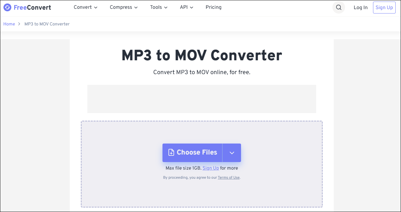 The interface of FreeConvert.