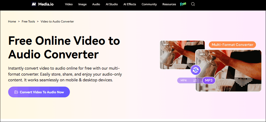 The interface of Media.io.