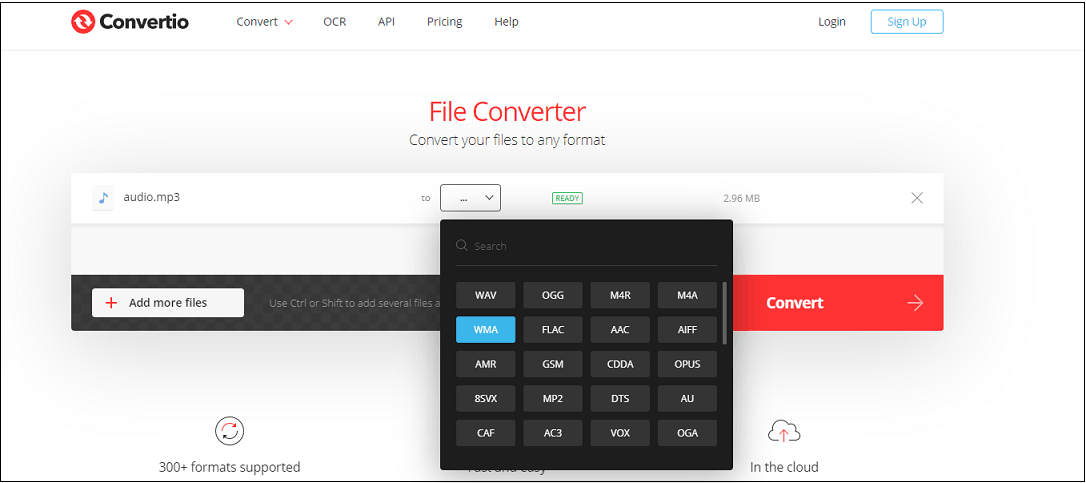 Convertio File Converter webpage.