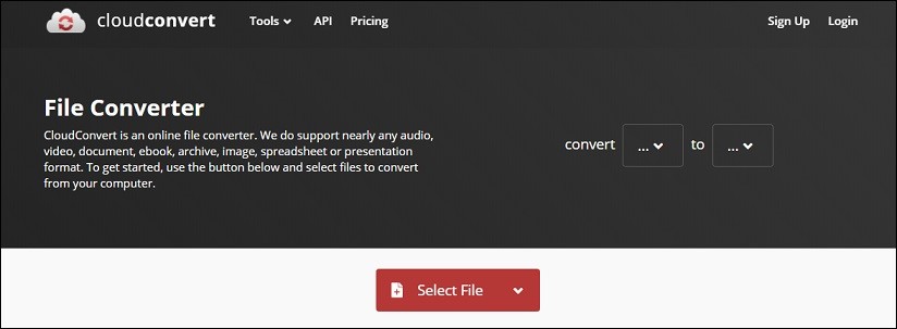 The interface of CloudConvert.
