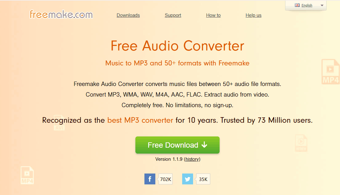 The download page of Freemake Audio Converter.