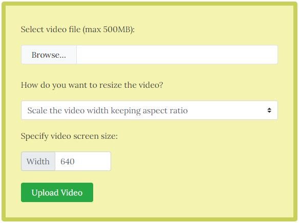 Resize Video conversion webpage.