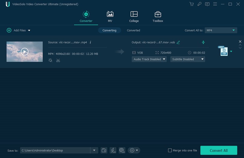 The interface of VideoSolo Video Converter Ultimate.