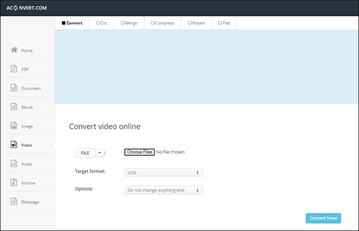 The interface of Aconvert.