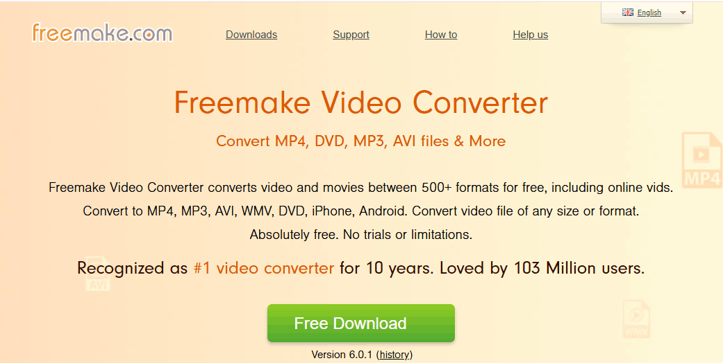 The download page of Freemake Video Converter.