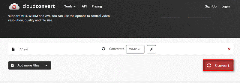 The interface of CloudConvert.