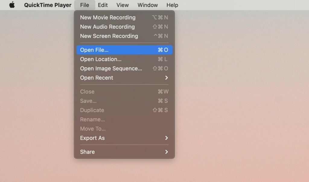 The interface of QuickTime Player.