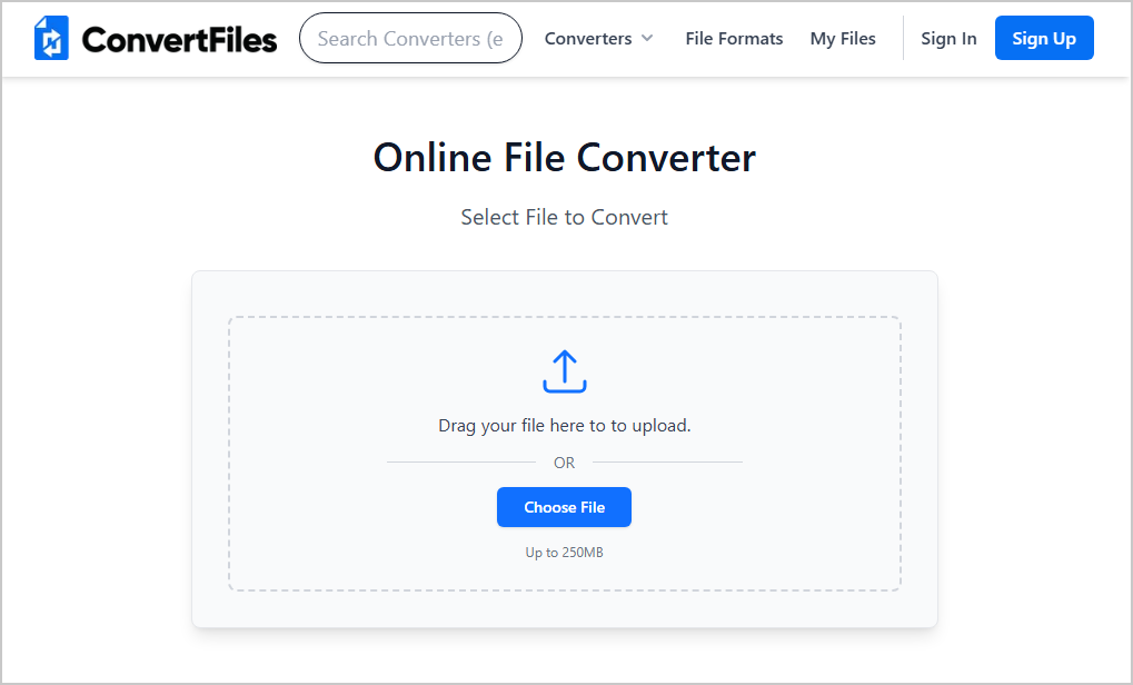 ConvertFiles file upload area.