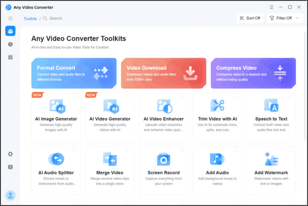 Any Video Converter interface.