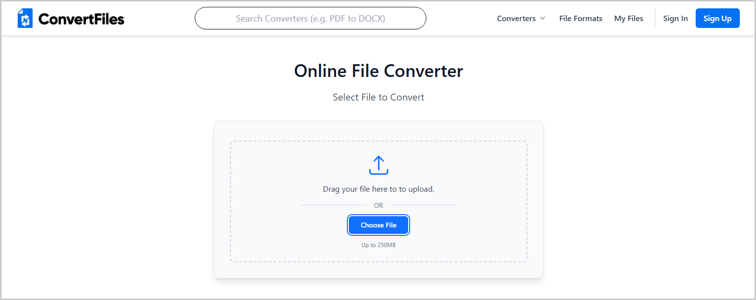 ConvertFiles files importing interface.