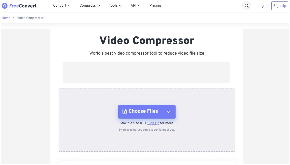The interface of FreeConvert.