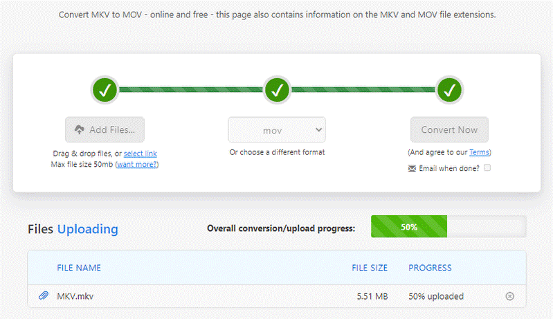 Zamzar conversion page.