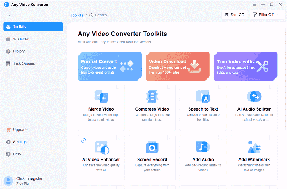 The interface of Any Video Converter.