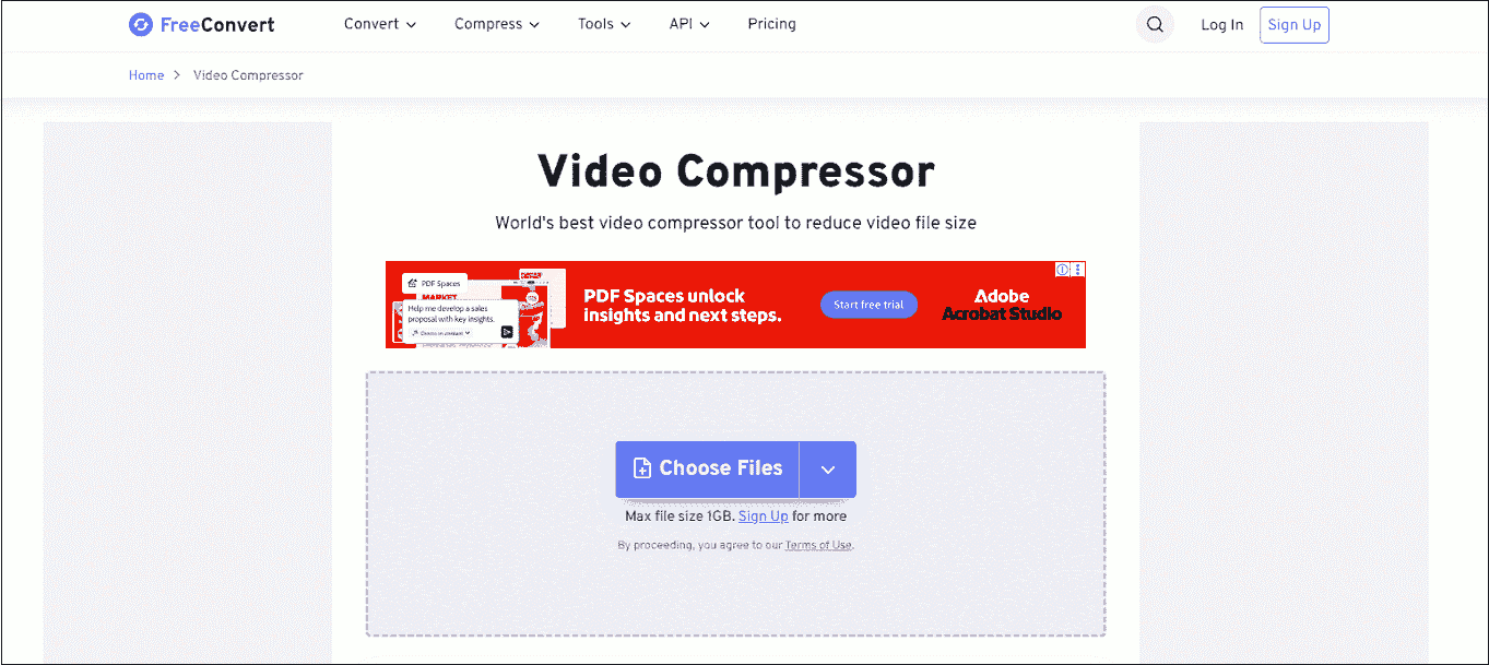 The interface of FreeConvert.