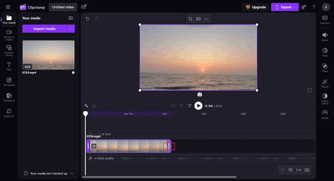 Microsoft Clipchamp interface showing how to cut the unwanted clips.
