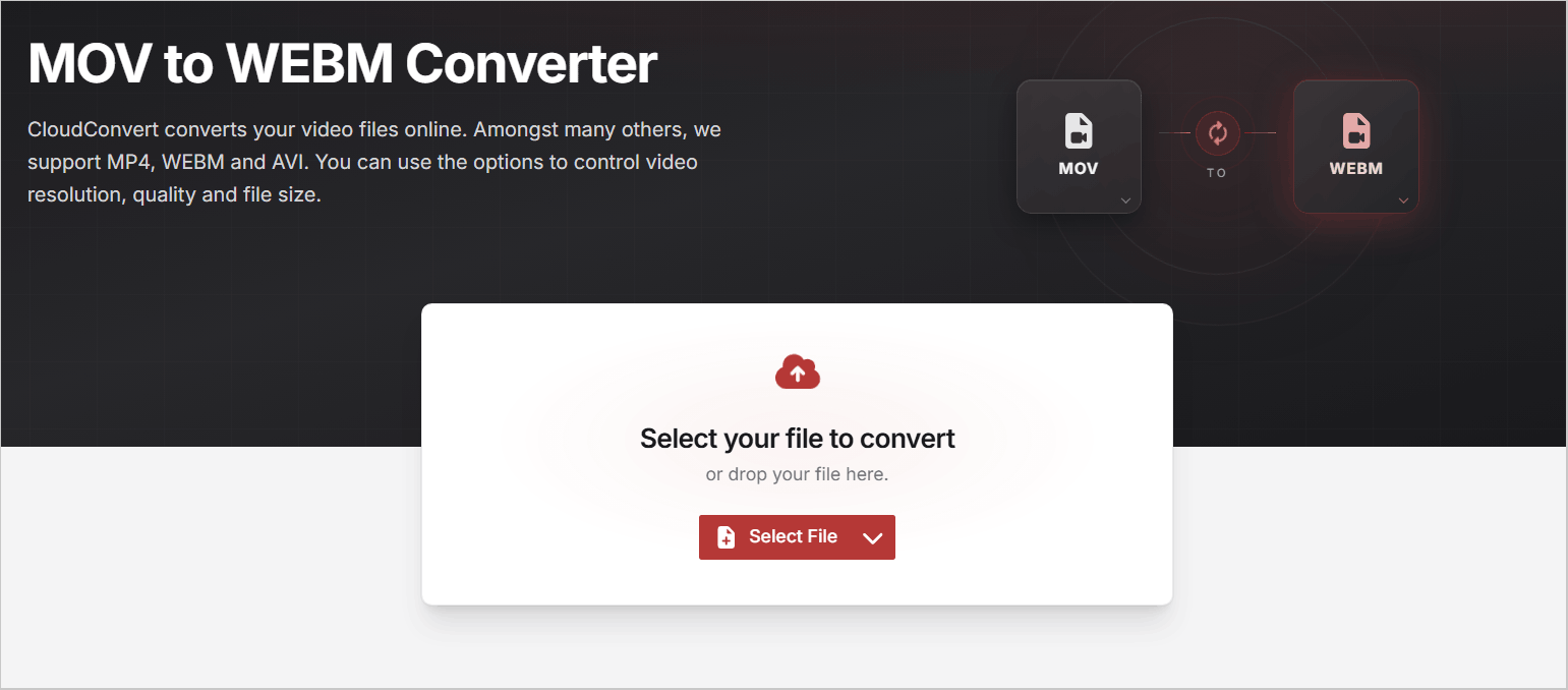 CloudConvert webpage interface.
