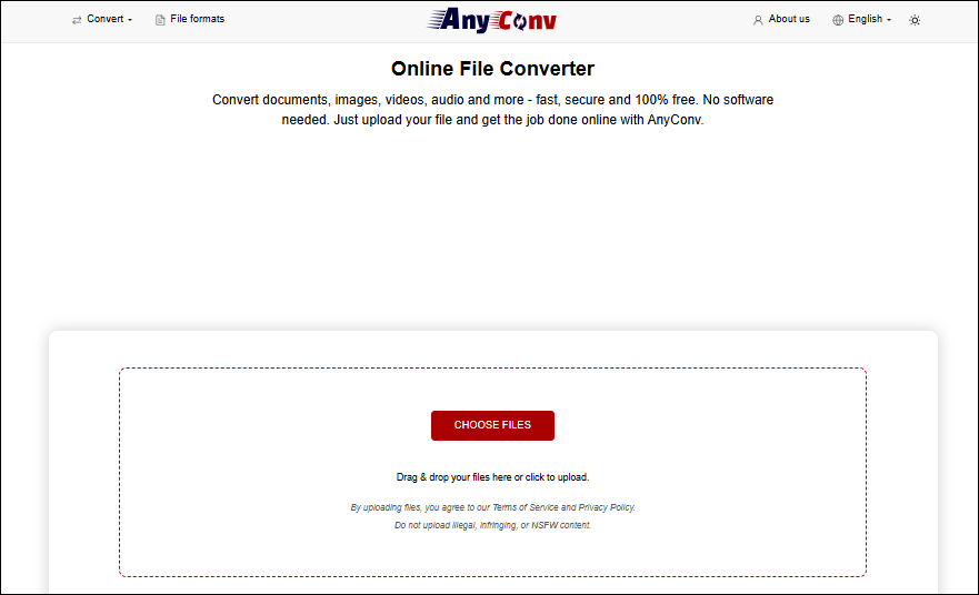 The interface of AnyConv.