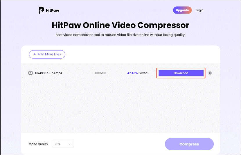 HitPaw interface with the Download button selected.
