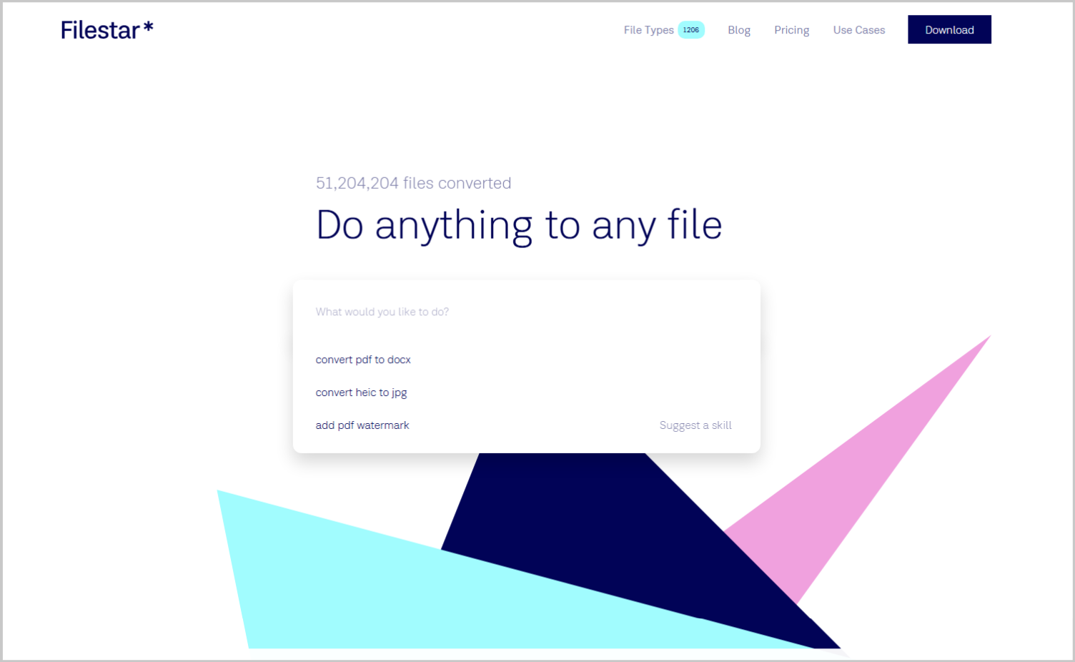 Filestar official website homepage.