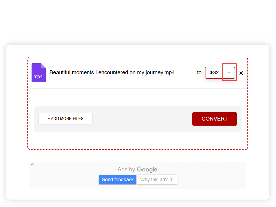 AnyConv interface showing how to choose an output format.