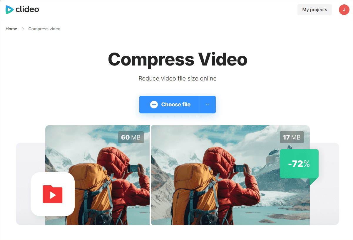 The Compress Video interface of Clideo.