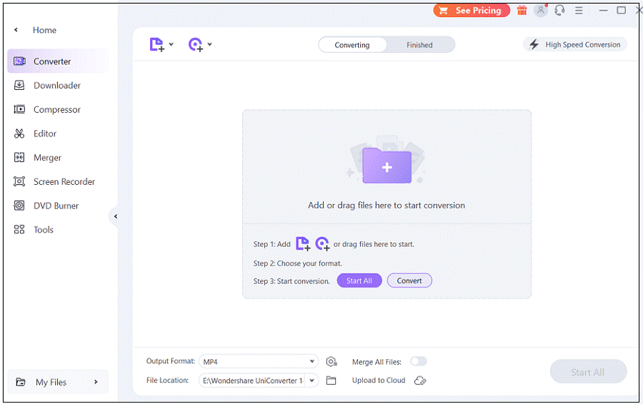 Wondershare UniConverter interface.