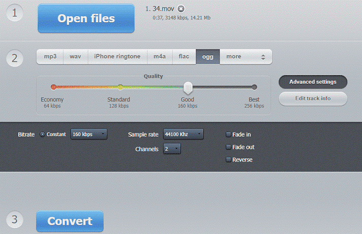 Online Video Converter conversion page.