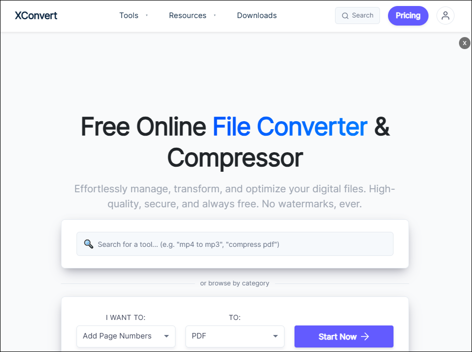 The main interface of XConvert