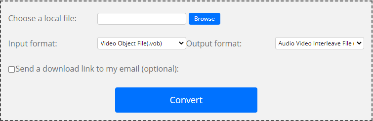 ConvertFiles video conversion interface.