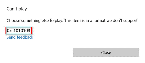 Windows 0xc1010103 error window.