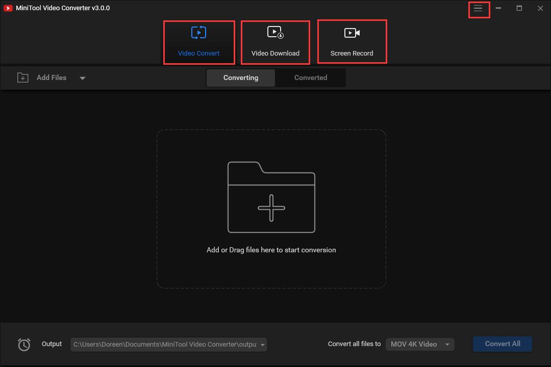 the main interface of MiniTool Video Converter