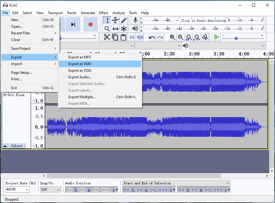 export audio file