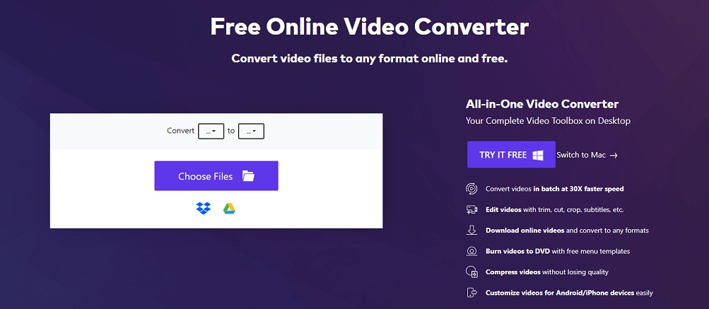 upload a video to Online UniConverter