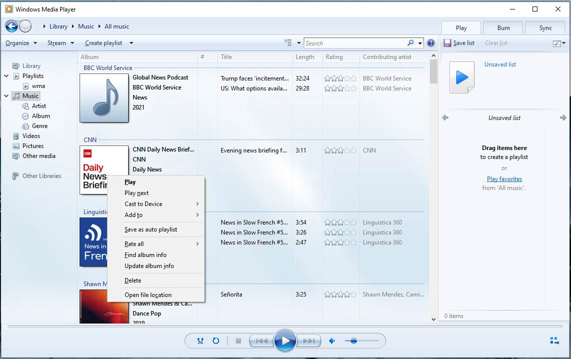 add MP3 to playlist in Windows Media Player