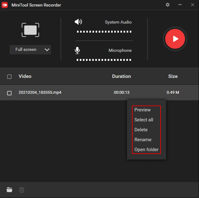 Check or modify the recorded video