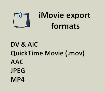 iMovie export formats