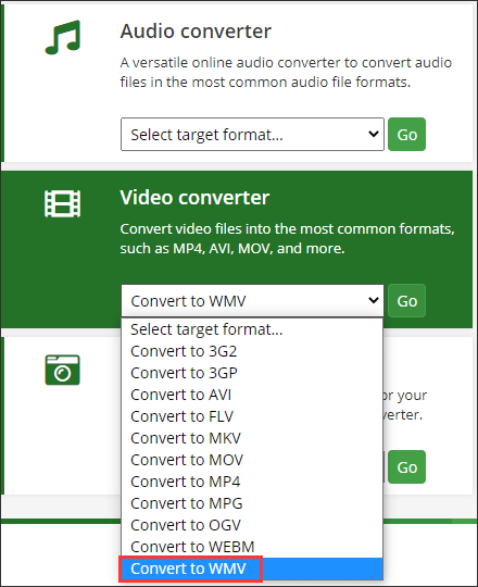 click Convert to WMV